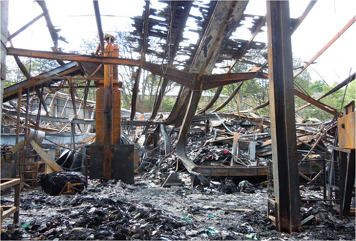 Oxfam’s former premises after the fire